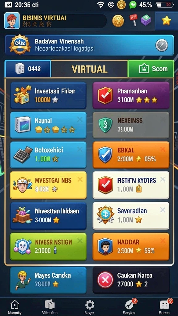 Screenshot menampilkan grafis yang cerah dan menarik perhatian.